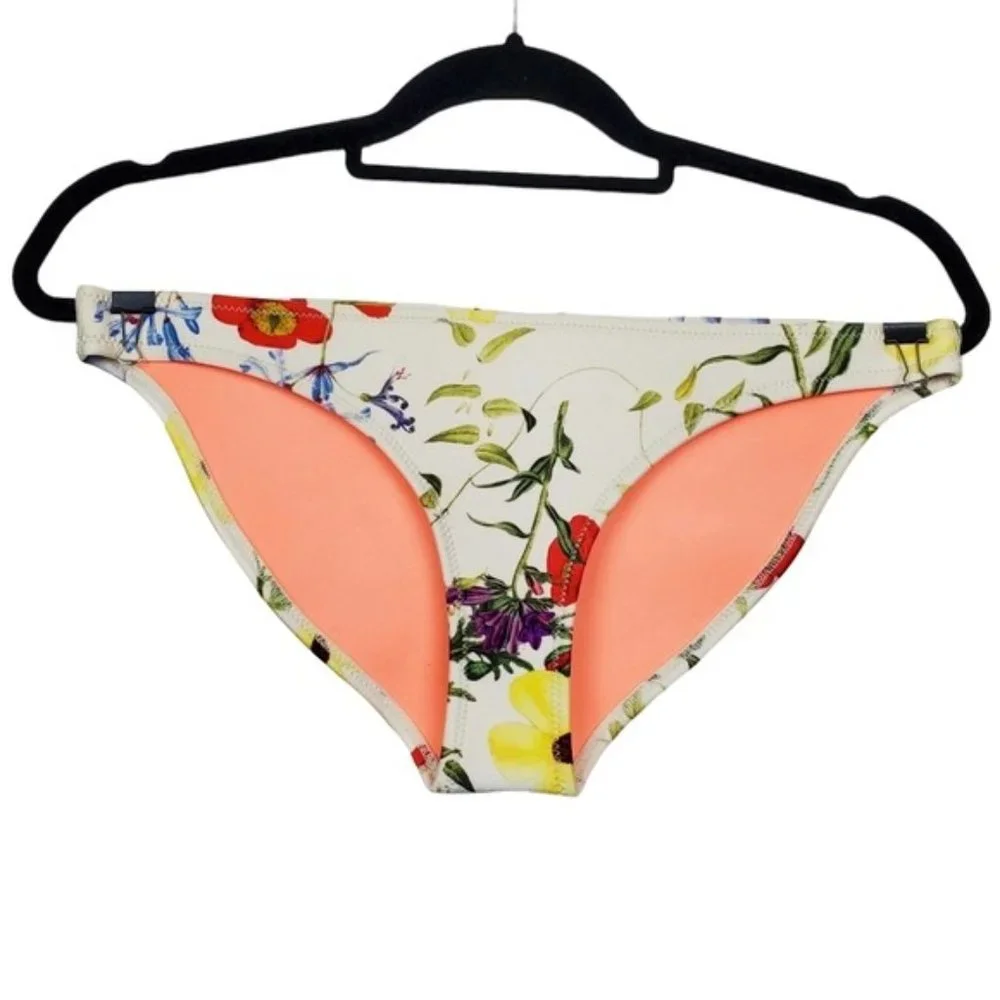 Triangl Womens Ivory Floral Bikini Swimsuit Bottom Size L NWOT